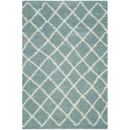 Safavieh Dallas Shag Medium Rectangle Area Rug; Seafoam & Ivory - 5 ft. 1 in. x 7 ft. 6 in. SGD258C-5